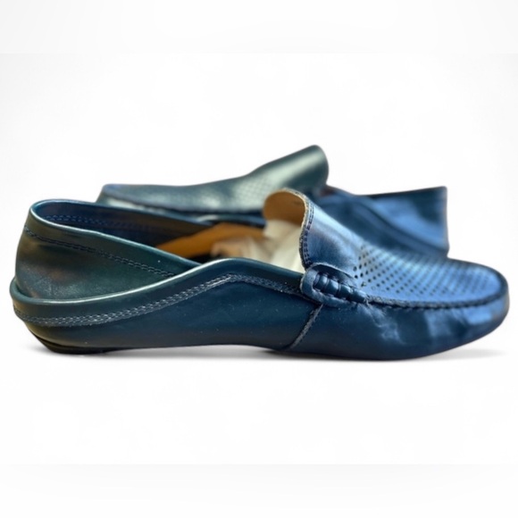 Go Tour Men's Genuine Hand-made Leather Driving Shoes sz 13 blue Punched NWOB - Picture 2 of 9